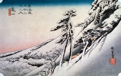 Klart vejr efter sne ved Kameyama, fra 53 stationer i Tokaido, 1832