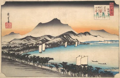 Klart vejr ved Awazu, ca. 1832., ca. 1832.