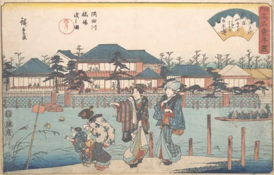 Krydser Sumida-floden Shiba Yanagiya? 1835-42. , myg. 1835-42.