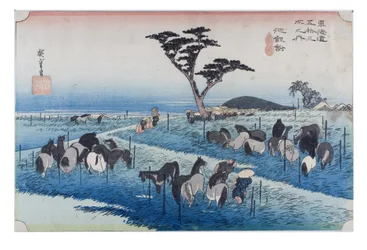 Nr. 40 Chiryu - hestemarked i den tidlige sommer, Edo-perioden, ca. 1833-34 (træsnit på papir)