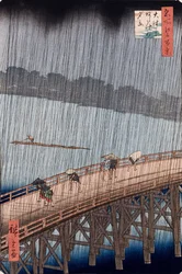 Ohashi, Sudden Shower at Atake, fra serien "One Hundred Views of Famous Places in Edo"