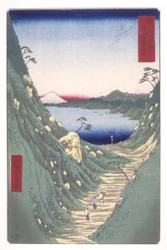 Shiojiri Pass i Shinano-provinsen (Shinano Shiojirit?ge) (træbloktryk i farver)