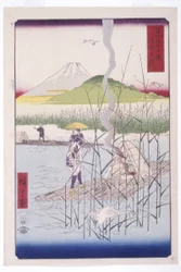 Sagami-floden (Sagamigawa) (farvet træbloktryk)