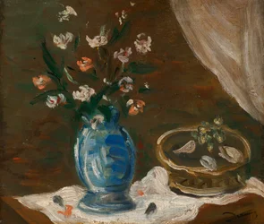 Stilleben med blomster - Vase bleu