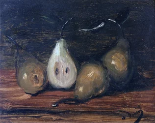 Stilleben med pærer (olie på panel)