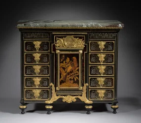 Ibenholt skab, ca. 1690 (marquetry i metal og skildpaddeskal, træ)