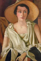 Portræt af Madame Paul Guillaume med en stor hat
