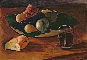 Stilleben med et glas vin, ca. 1932 (olie på lærred)