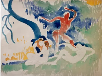 Tre dansere, 20. århundrede (Akvarel)