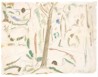Uden titel (studie til The Turning Road), ca. 1906 (grafit og akvarel på papir)