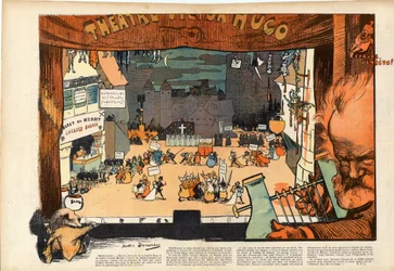 Teater af Victor Hugo af Andre Devambez (1867-1944) karikatur i "" Le rire""" fra 1902
