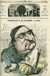 Louis Ulbach dit Ferragus (1822-1889), chefredaktør for avisen "La Cloche", fransk forfatter og journalist. Cover i "" L