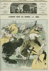 Lunion laver farcen", karikatur af de politiske aviser "L
