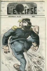 Ny påfugl, karikatur af Vilhelm I (1797-1888), sejrherren i den fransk-preussiske krig. Forside i “L