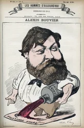 Portræt af Alexis Bouvier (1836-1892), fransk populær romanforfatter og dramatiker. Tegnefilm af Gill, Paris.