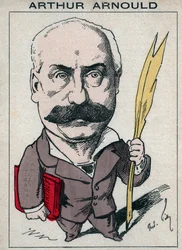 Portræt af Arthur Arnould (1833-1895), en fransk journalist og politiker, han deltog aktivt i Paris Commune - tegneserie af Andre Gill i "Les Hommes d