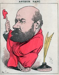 Portræt af Arthur Ranc (1831-1908) fransk journalist og politiker - tegneserie af Andre Gill i "Les Hommes d