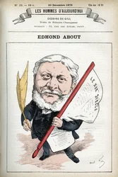 Portræt af Edmond About (1828-1885), fransk romanforfatter, dramatiker og kunstkritiker. Tegnefilm af Gill, Paris.