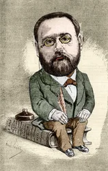 Portræt af Emile Zola (1840-1902) fransk forfatter. Tegnefilm af Andre Gill for den illustrerende verden.