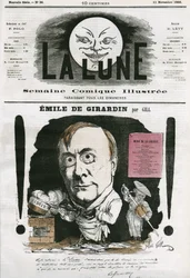 Portræt af Emile de Girardin (1806-1881), fransk journalist. Tegnefilm af Gill, i "Månen", 11. november