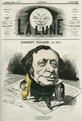 Portræt af Ernest Picard (1821-1877), fransk journalist og advokat. Tegnefilm af Gill, i "La Lune", 21. juli