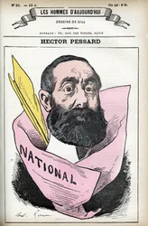 Portræt af Hector Pessard, fransk journalist og ejer af avisen "" Le National"". Tegnefilm af Gill, i "Les Homme d