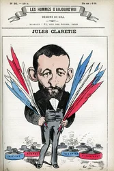 Portræt af Jules Claretie (1840-1913), fransk romanforfatter, dramatiker og kritiker. Tegnefilm af Gill, i "Les Homme d