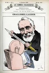 Portræt af Paul-Armand Challemel-Lacour (1827-1896), politiker, diplomat og historiker af fransk filosofi. Tegnefilm af Gill, i "Les Homme d