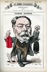 Portræt af Victor Poupin (1838-1906), fransk politiker. Tegnefilm af Gill, i "Les Homme d