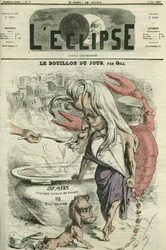 Dagens bouillon, illustration for "" af-kød"", kødekstrakt. Cover i "" L