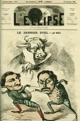 Den sidste duel, Prospero-Olivier frøer (Prosper Olivier) Lissagaray (1838-1901) og Paul Granier de Cassagnac (1842-1904), der ville være så store som oksekød, repræsenterende Alfred de Musset og Victor Hugo. Cover i "" L