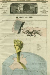 Neglen, en tegneserie om republikken, der illustrerer et citat af Alexandre Dumas Fils: "Meninger er som søm. Jo mere du rammer dem, jo mere slår du dem."" Cover i "" L