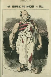 Hvem beder om en slagter, karikatur af Vilhelm I af Tyskland (1797-1888), vinder af krigen i 1870. i "" L
