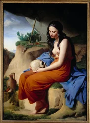 Madeleine. Den hellige Maria Magdalene mediterer. Maleri af Victor Orsel (1795-1850)