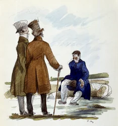 Illustration af Andre Mare (1885 - 1932) til romanen "The Colonel Chabert" af Honore de Balzac