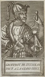 Geoffrey af Lusignan, greve af Jaffa og Ascalon, Lord of Vouvant og Mervent af Montcontour og Soubise, illustration fra 