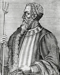 Portræt af Andrea Doria (1466-1560), italiensk admiral og politiker, gravering fra The Real Portraits and Lives of Illustrious Men