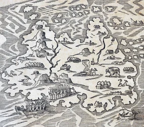 Trinity Island, gravering fra Universal Cosmology, af Andre Thevet (1504-1592), Paris
