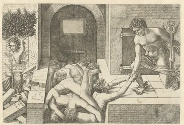 Merkur som personificering af dyd redder sjæle i Limbo, og Daphne bliver til et træ Virtus Deserta (titel på objekt)