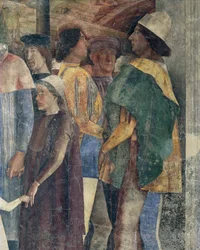 Frederik III af Habsburg, Christian I af Danmark og Federico I Gonzaga, detalje fra Meeting Wall, af Andrea Mantegna (1431-1606), fresko, San Giorgio Slot, Bryllupskammer eller Camera Picta, Mantua