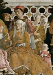 Lodovico Gonzaga og familie, Barbara af Brandenburg og to børn (freskomaleri)