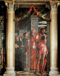 Saints John og Lorenzo og to Saints, detalje fra San Zeno-altertavlen