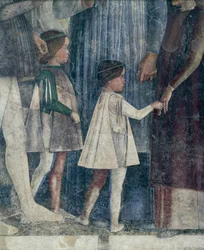 Sigismund og Francesco II Gonzaga, detalje fra Meeting Wall af Andrea Mantegna (1431-1606), fresco, San Giorgio Slot, Bryllupskammer eller Camera Picta, Mantua