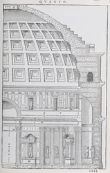 Tværsnit af Pantheon, illustration fra en faksimileudgave af Palladios „I Quattro Libri dell