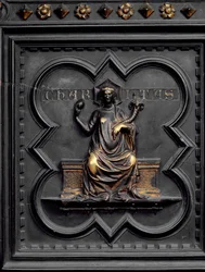 Charity, panel C af syddørene til dåbskapellet San Giovanni, 1336 (bronze)