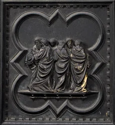 Transporten af Johannes Døberens krop, nittende panel af syddørene til dåbskapellet San Giovanni, 1336 (bronze)