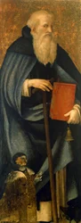 Saint Anthony Abbed eller Anthony Great og klient Francesco Caracciolo