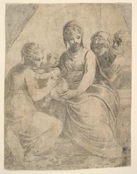 Jomfruen og Barnet ledsaget af helgener, ca. 1540-50.