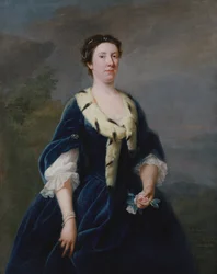 Portræt af Lady Oxenden (olie på lærred)