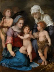 Den hellige familie (Maria med barnet, den unge Johannes, den hellige Elisabeth og to engle)